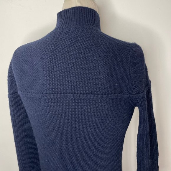 Greg Pier Mens Navy Blue Cashmere V-Neck High Neck Pullover Sweater Italy - Picture 6 of 15